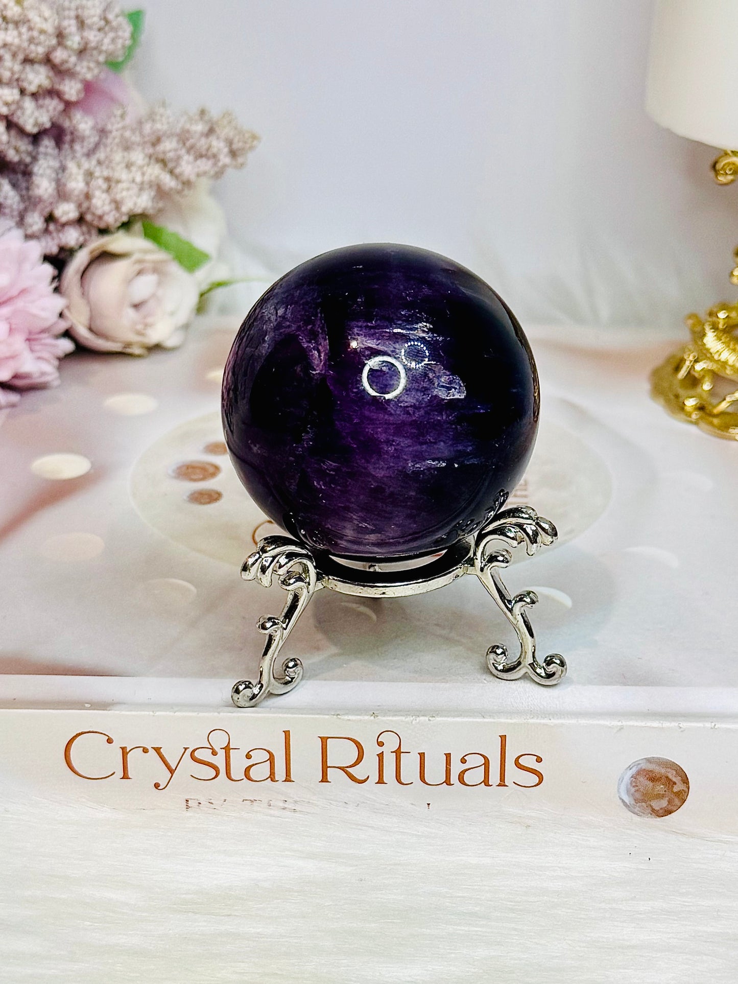 High Grade Purple Fluorite Sphere on Stand 216g