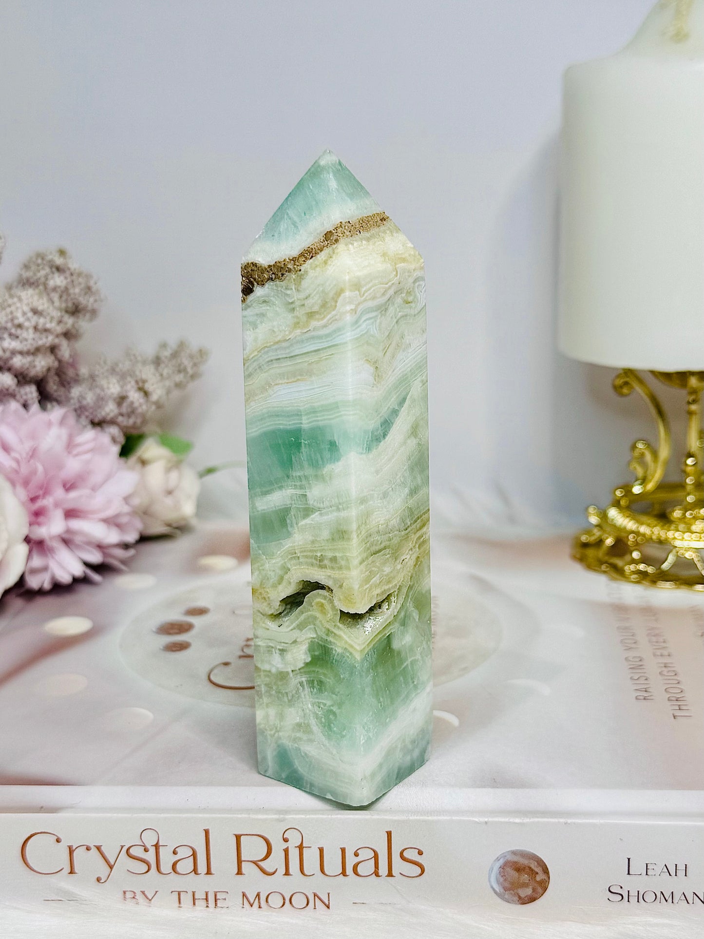 Caribbean Calcite Druzy Tower 12cm