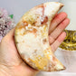 Large Chunky Pink Amethyst Carved Druzy Moon On Stand 12.5cm 471g