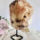 Large Chunky 22cm 1.09KG Pink Amethyst Druzy Slab On Stand