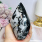 Black Tourmaline in Quartz Carved Flame From Brazil 12.5cm 491g