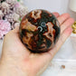 Large Red Moss Agate Druzy Sphere on Stand 452g