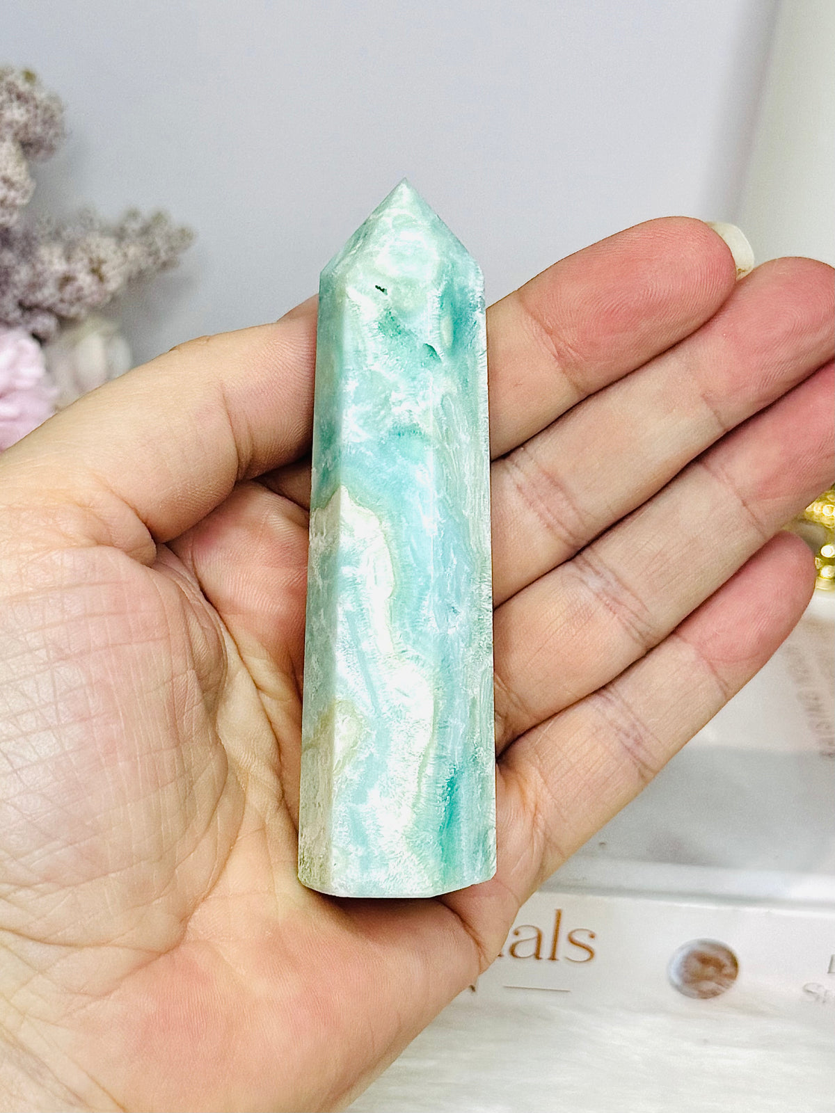 Blue Hemimorphite Druzy Tower 9cm