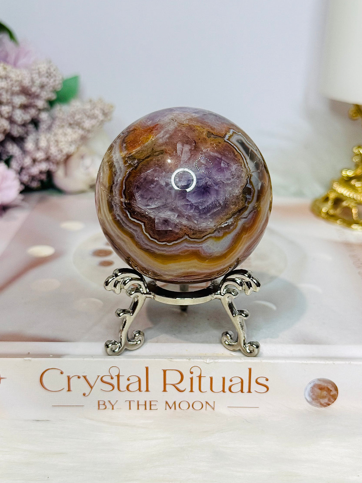 Amethyst X Agate Sphere on Stand 276g