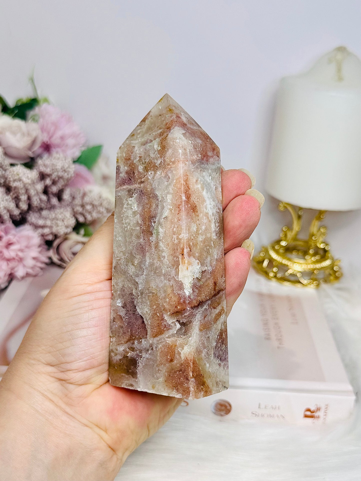 Pink Tourmaline Druzy Tower 12cm