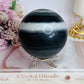 Natural Large Tai Chi Stone (White Quartz & Black Jasper) Sphere On Stand 895grams