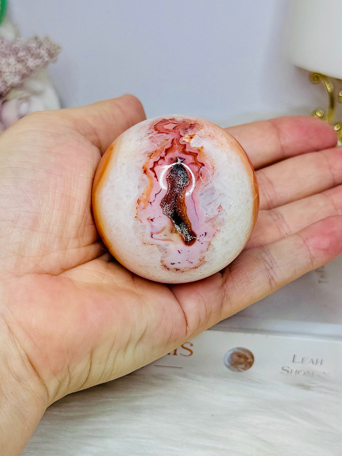 High Grade Druzy Carnelian Sphere on Stand 200g