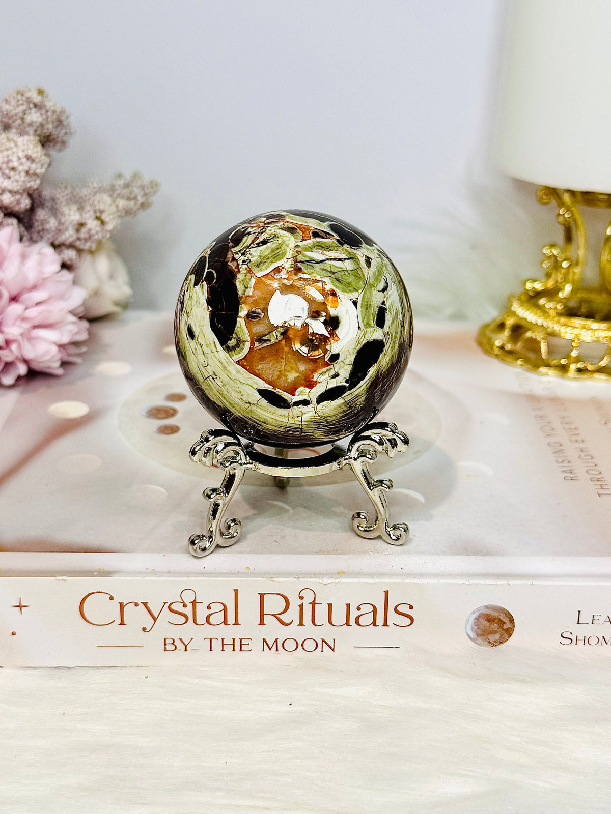 Money Agate Sphere on Stand 224g