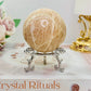Peach Moonstone Sphere with Flash on Stand 223g