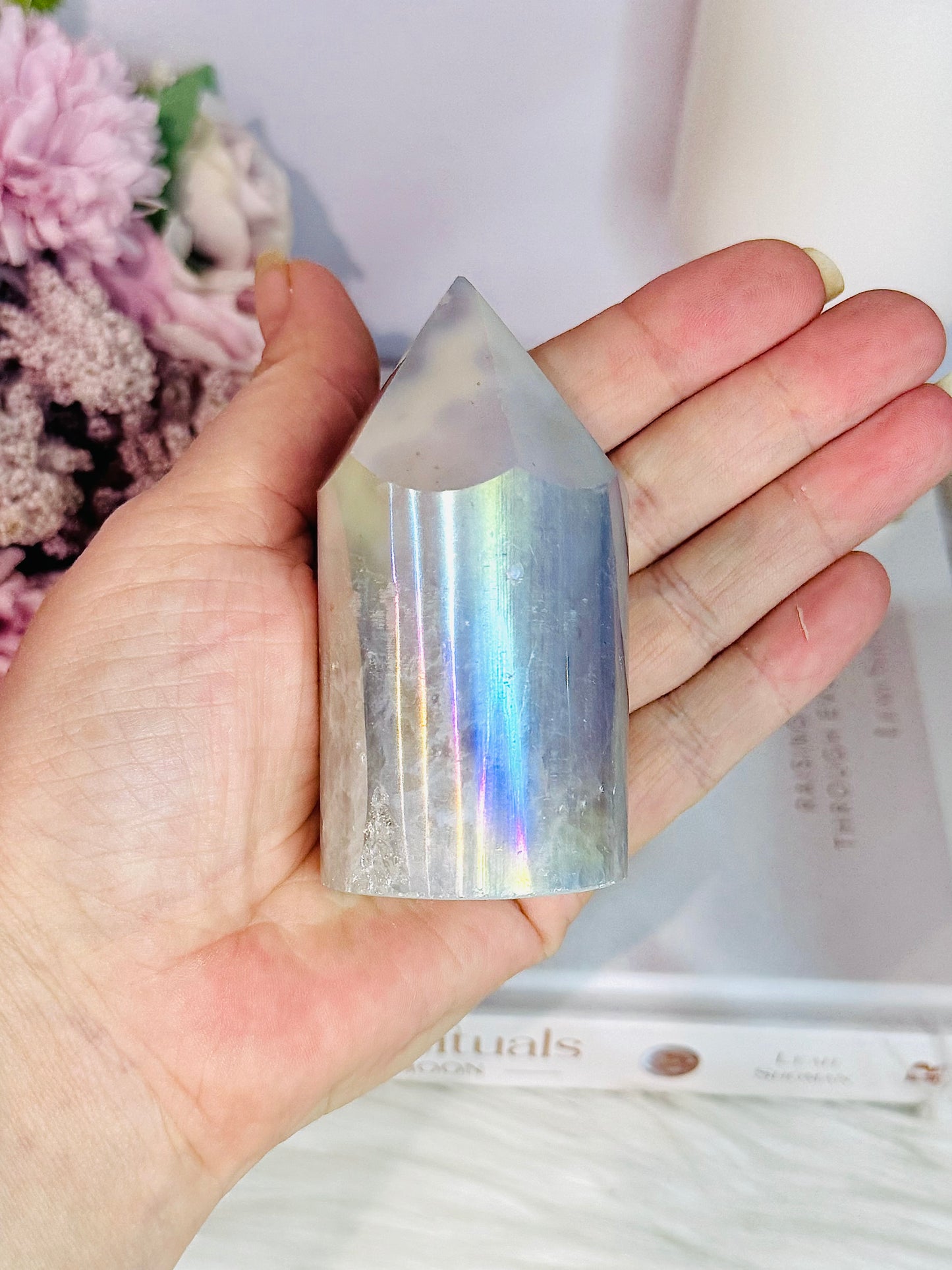 Beautiful 8cm Chunky Angel Aura Druzy Agate Tower | Cylinder