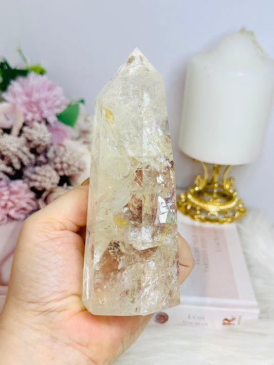 High Grade Clear Quartz Tower with Rainbows 13.5cm 434g