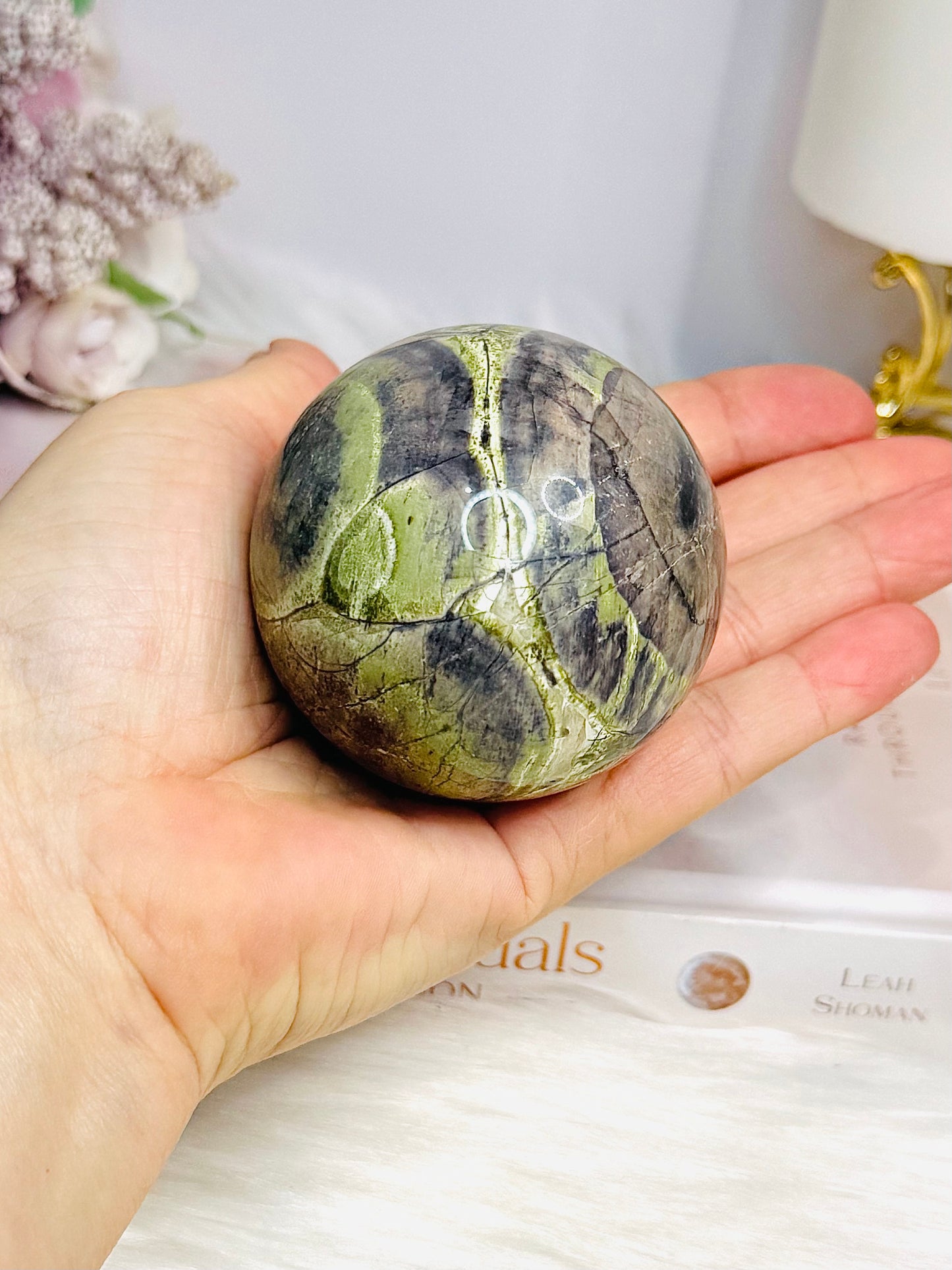 Money Agate Sphere on Stand 291g