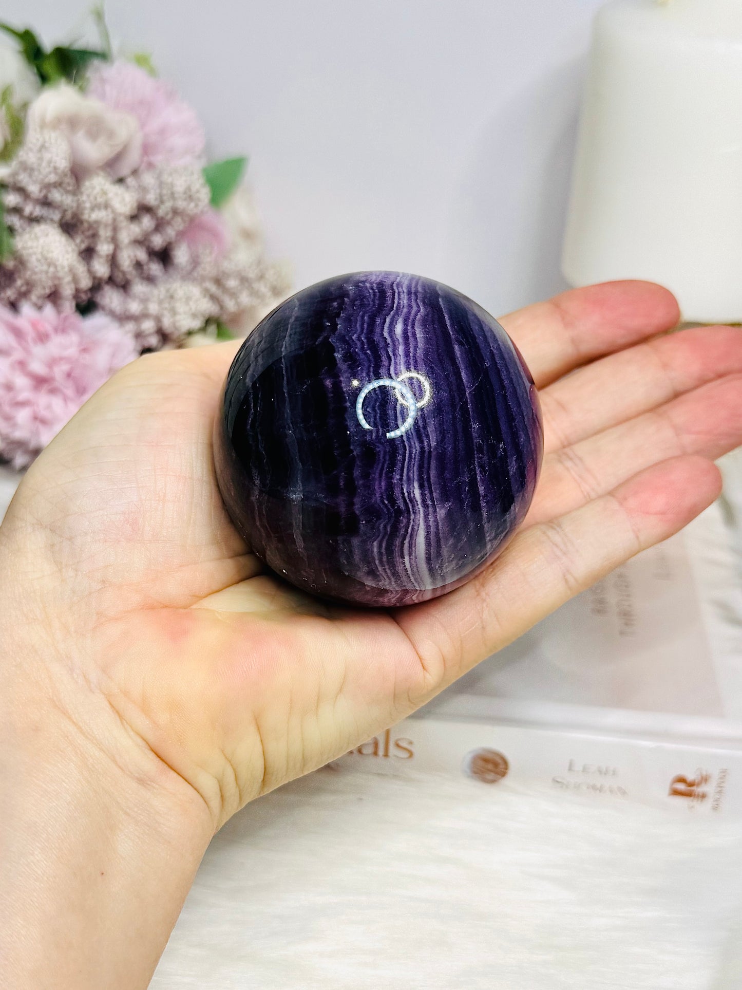 High Grade Purple Fluorite Sphere On Stand 385g