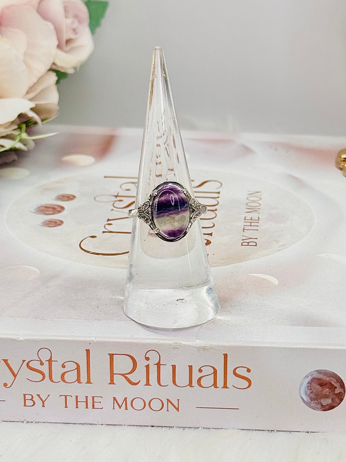 Gorgeous Adjustable Fluorite Ring In Gift Bag