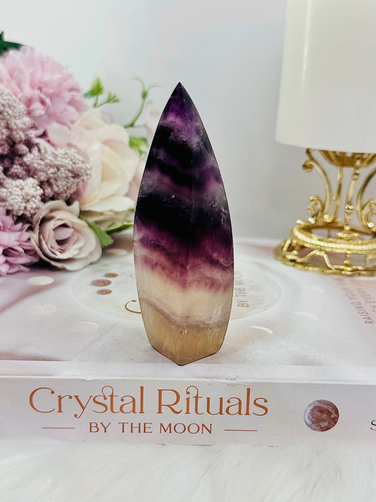 Purple Fluorite Carved Flame 10cm