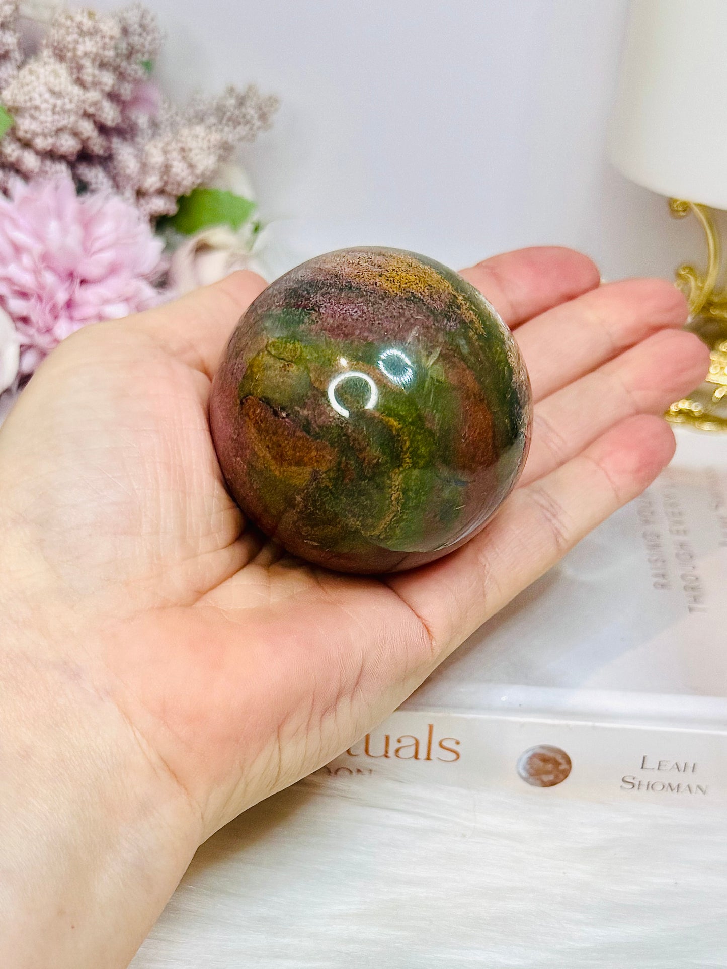 Ocean Jasper Sphere on Stand 246g
