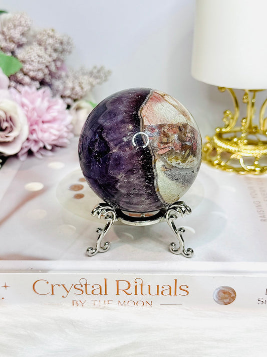 Crazy Lace Amethyst Sphere on Stand 326g