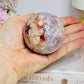 High Grade Pink Amethyst Sugar Druzy Sphere on Stand 281g
