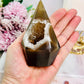 Absolutely Fabulous 249gr Druzy Agate Carved Point | Tower From Brazil