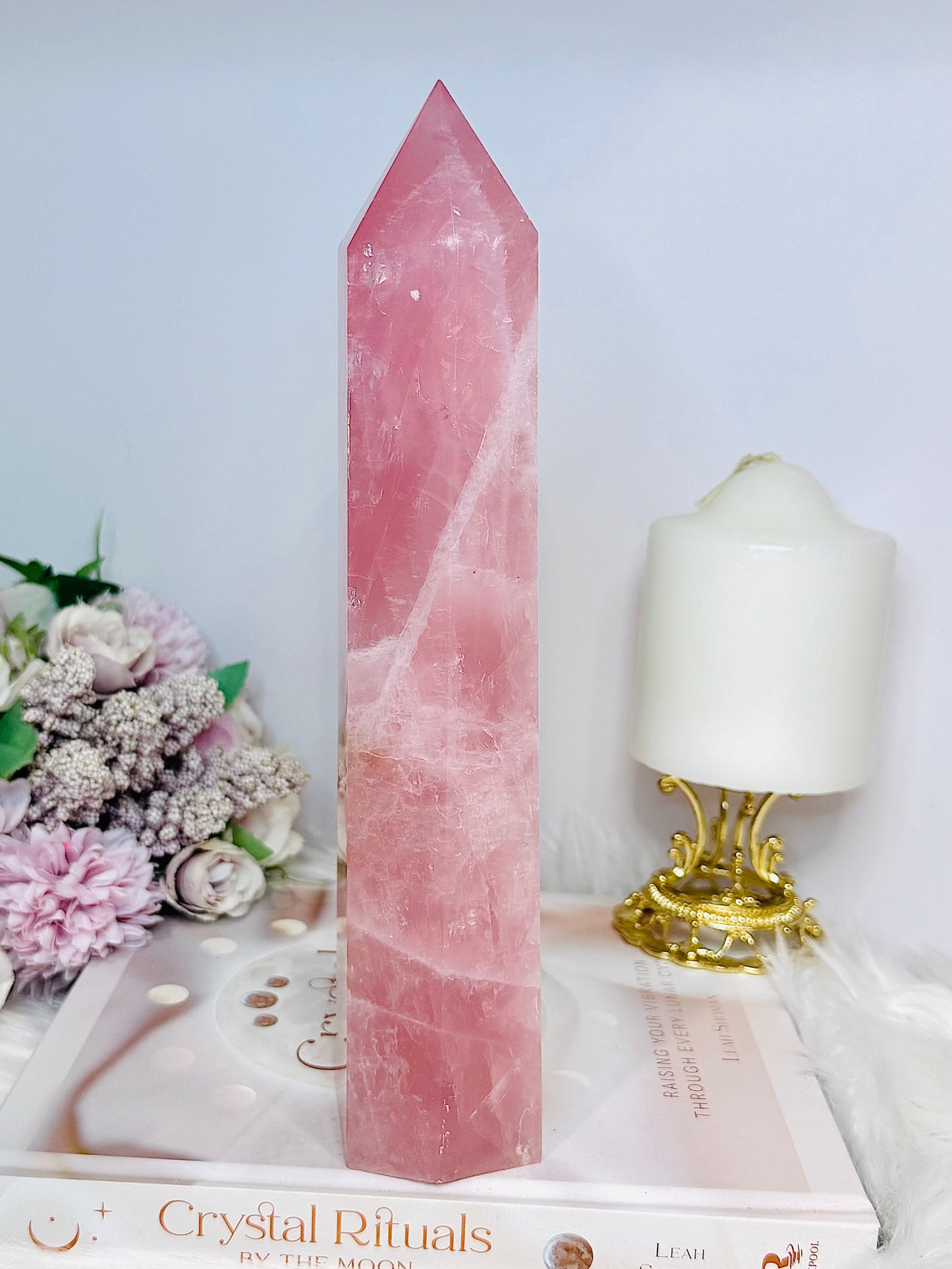 Large High Grade Rose Quartz Tower 25cm 1.08KG