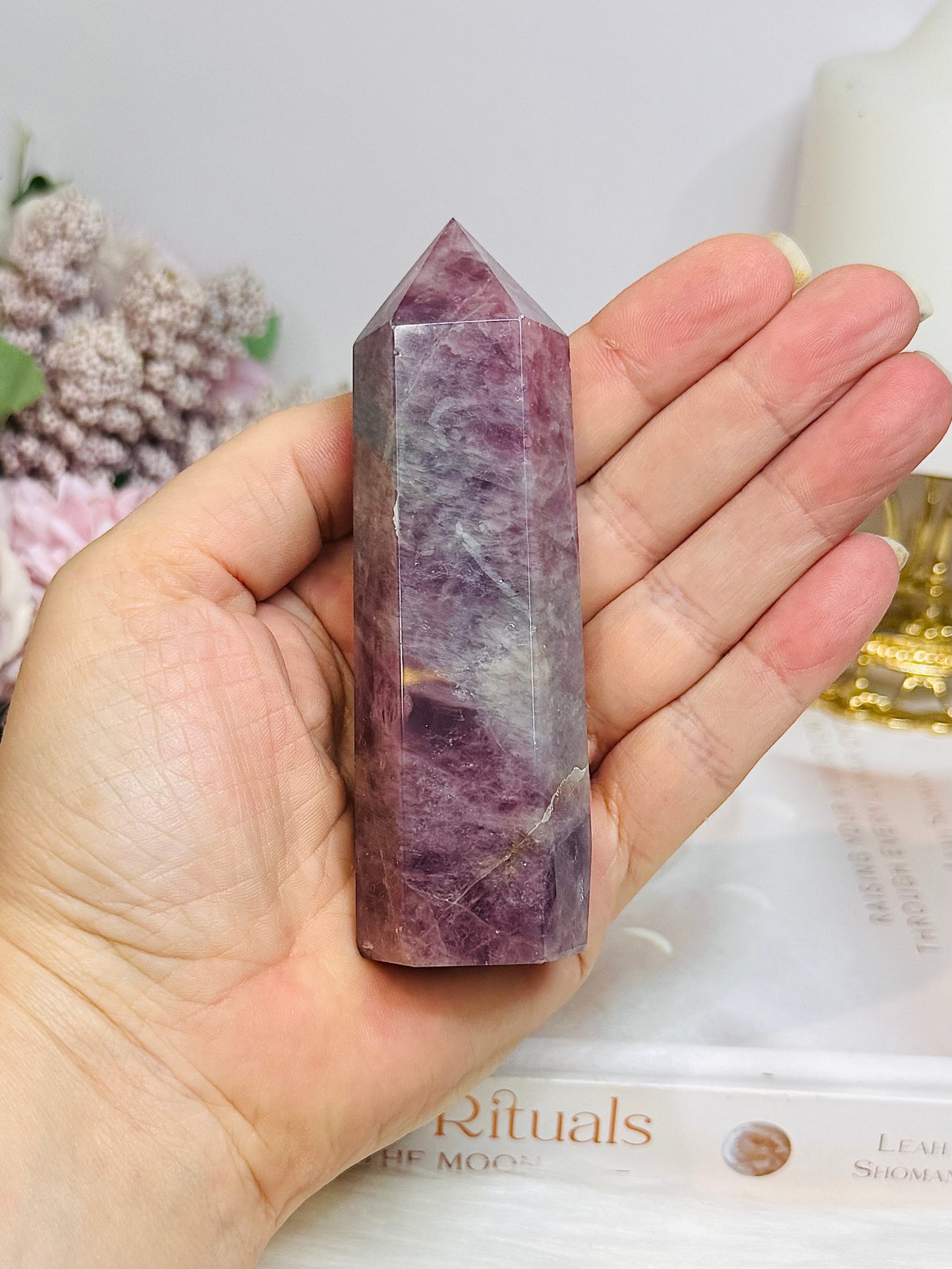 Lavender Rose Quartz Tower 10cm
