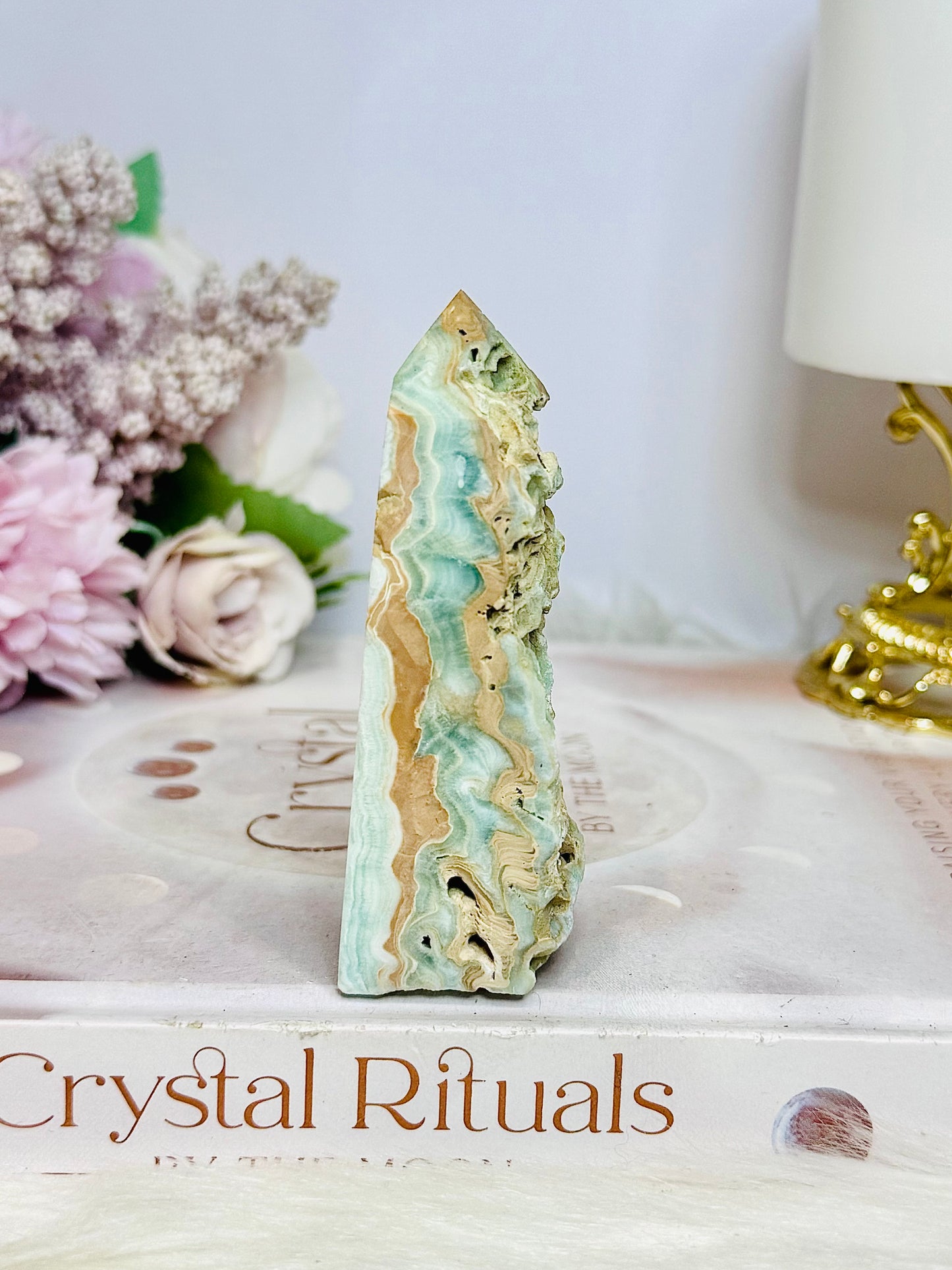 Blue Caribbean Calcite Druzy Tower 8cm