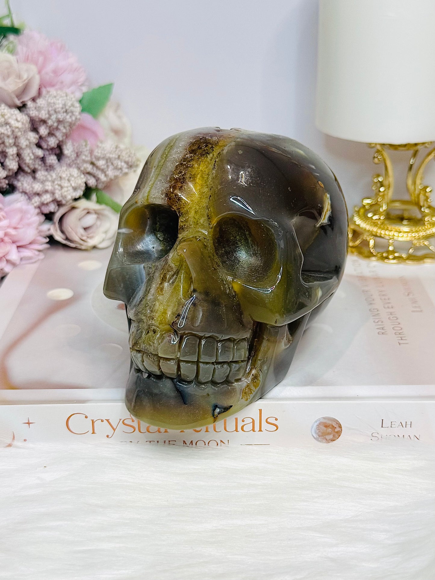Large Druzy Amethyst X Agate Carved Skull 13cm 1.09KG