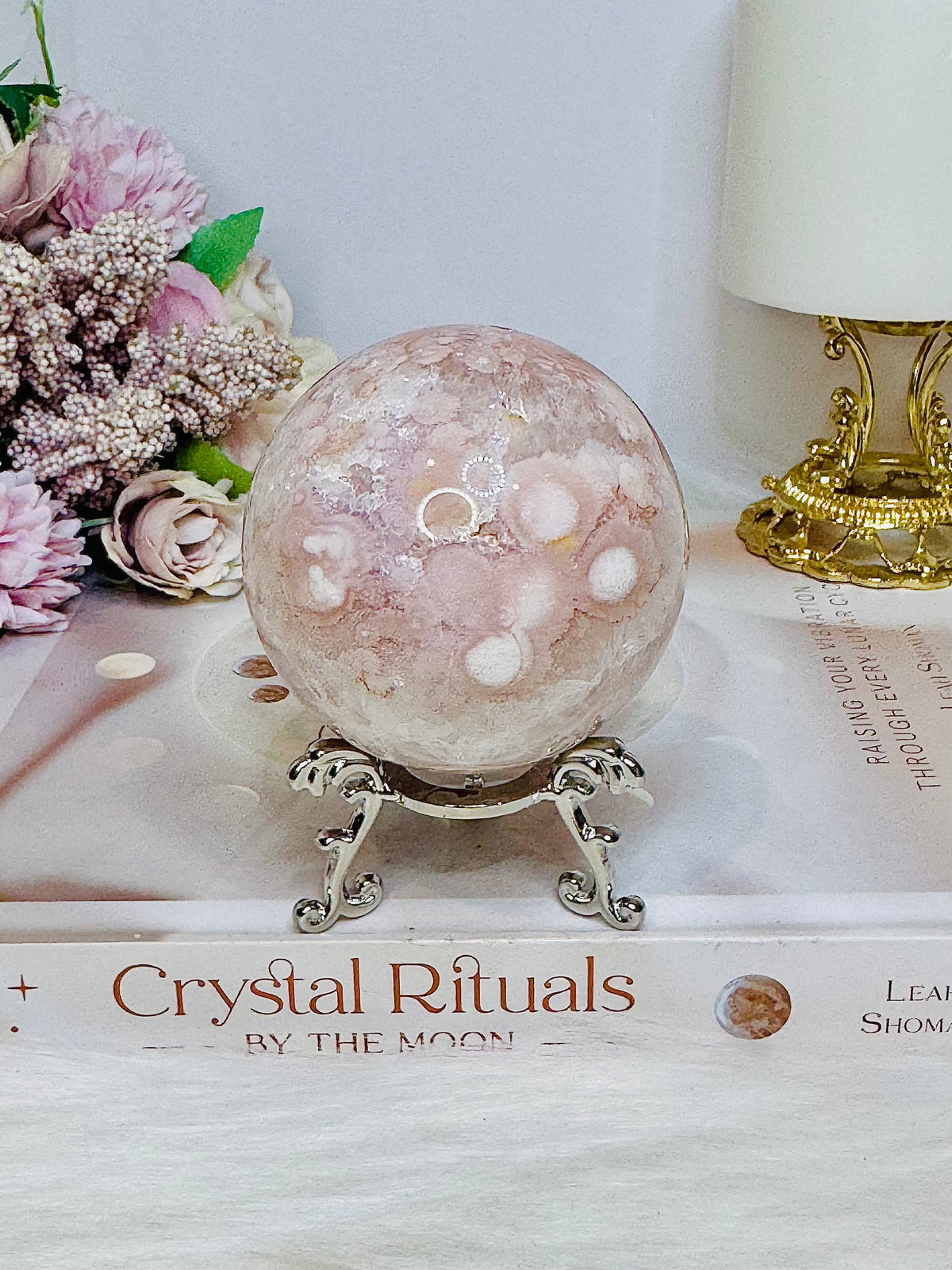 Pink Amethyst Druzy Sphere on Stand 362g