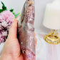 Absolutely Beautiful 16cm Druzy Pink Amethyst Carved Butterfly On Stand From Brazil