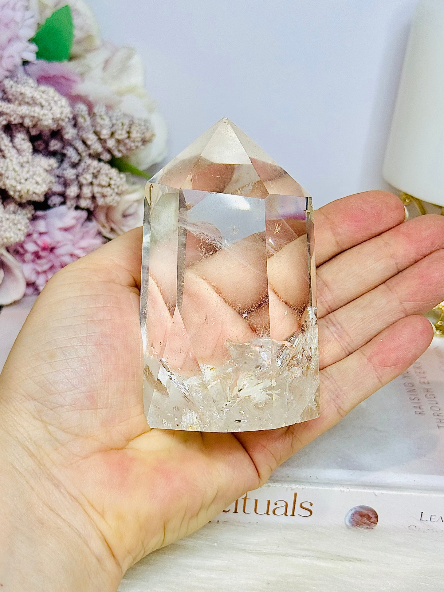 High Grade Clear Quartz Chunky Tower with Rainbows 10cm 324g