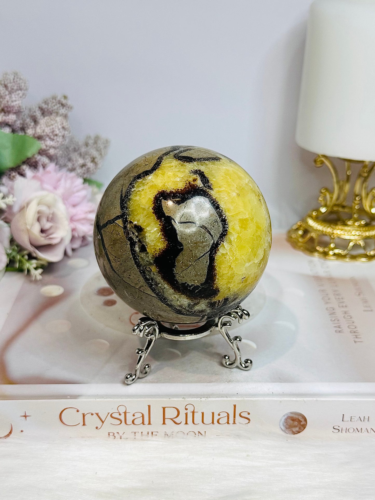 Large Septarian Sphere on Stand 506g