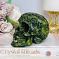 Green Jade Filigree Carved Skull 9cm