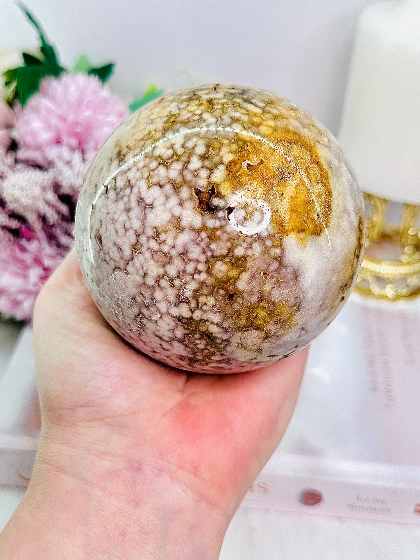 Large Pink Amethyst Druzy Sphere on Stand 9.5cm 837grams