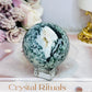 Large Moss Agate Druzy Sphere On Stand 344g
