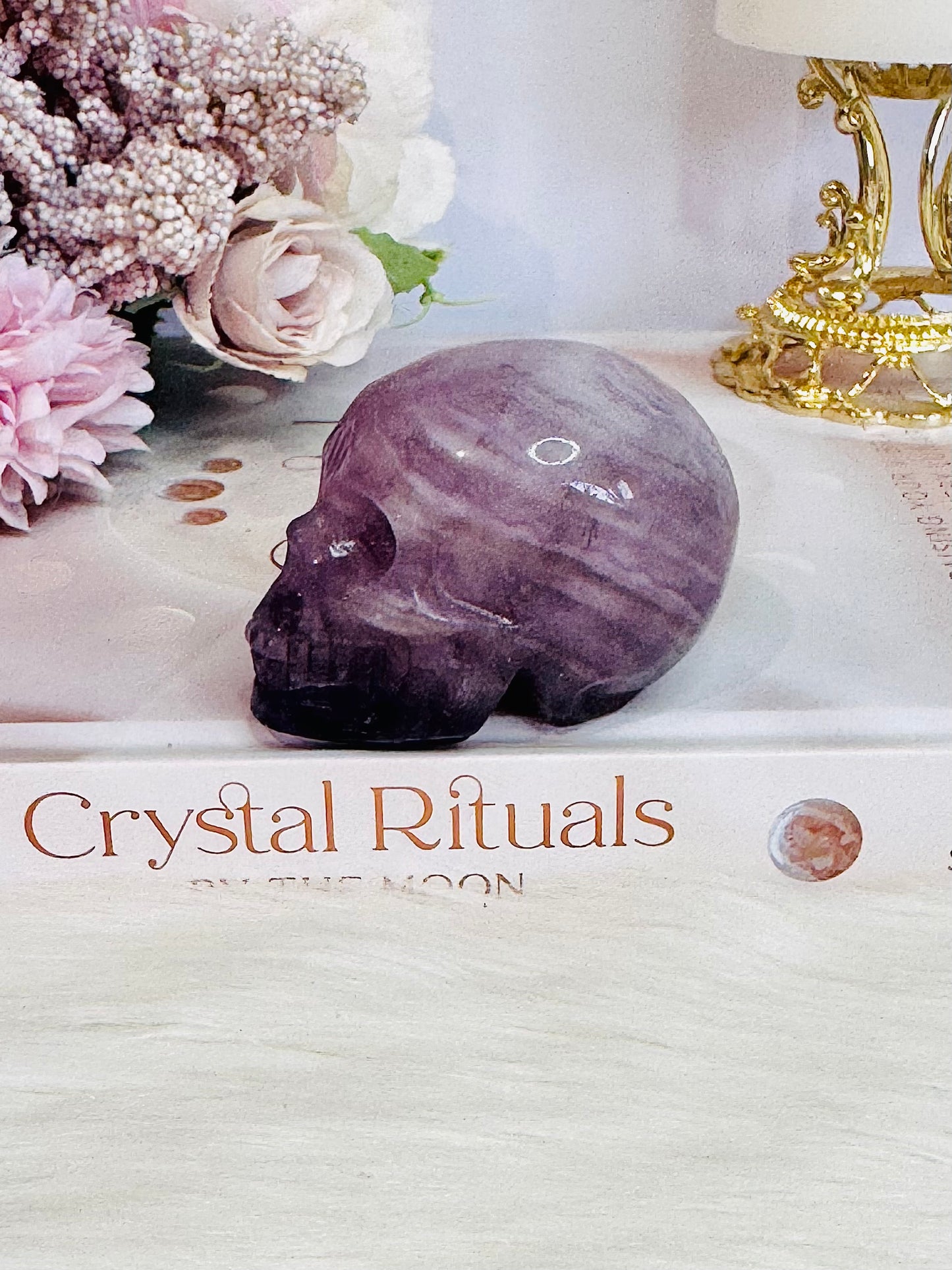 Beautiful Purple Fluorite Carved Skull 7cm