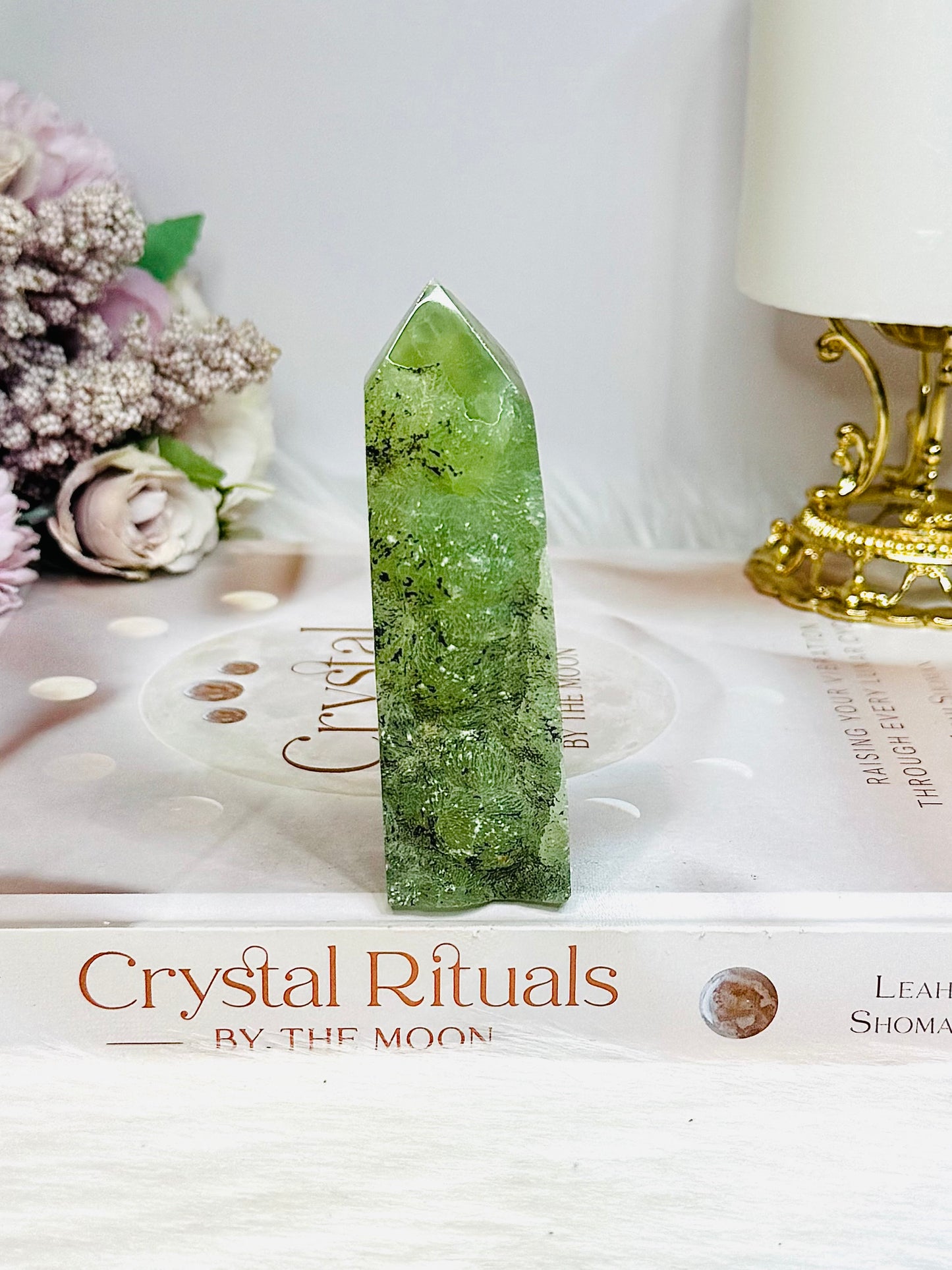 Druzy Prehnite Tower 9cm