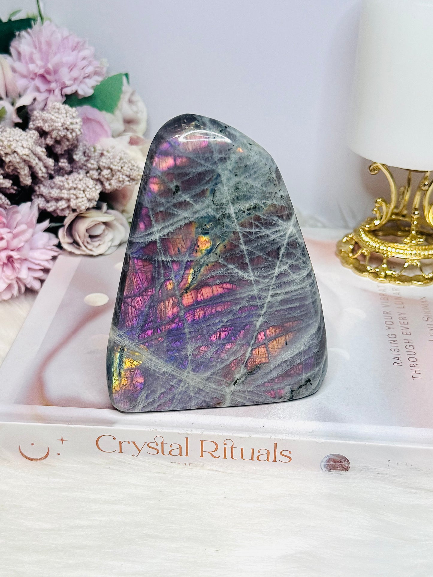 Large Polished Pink & Purple Flash Labradorite Freeform