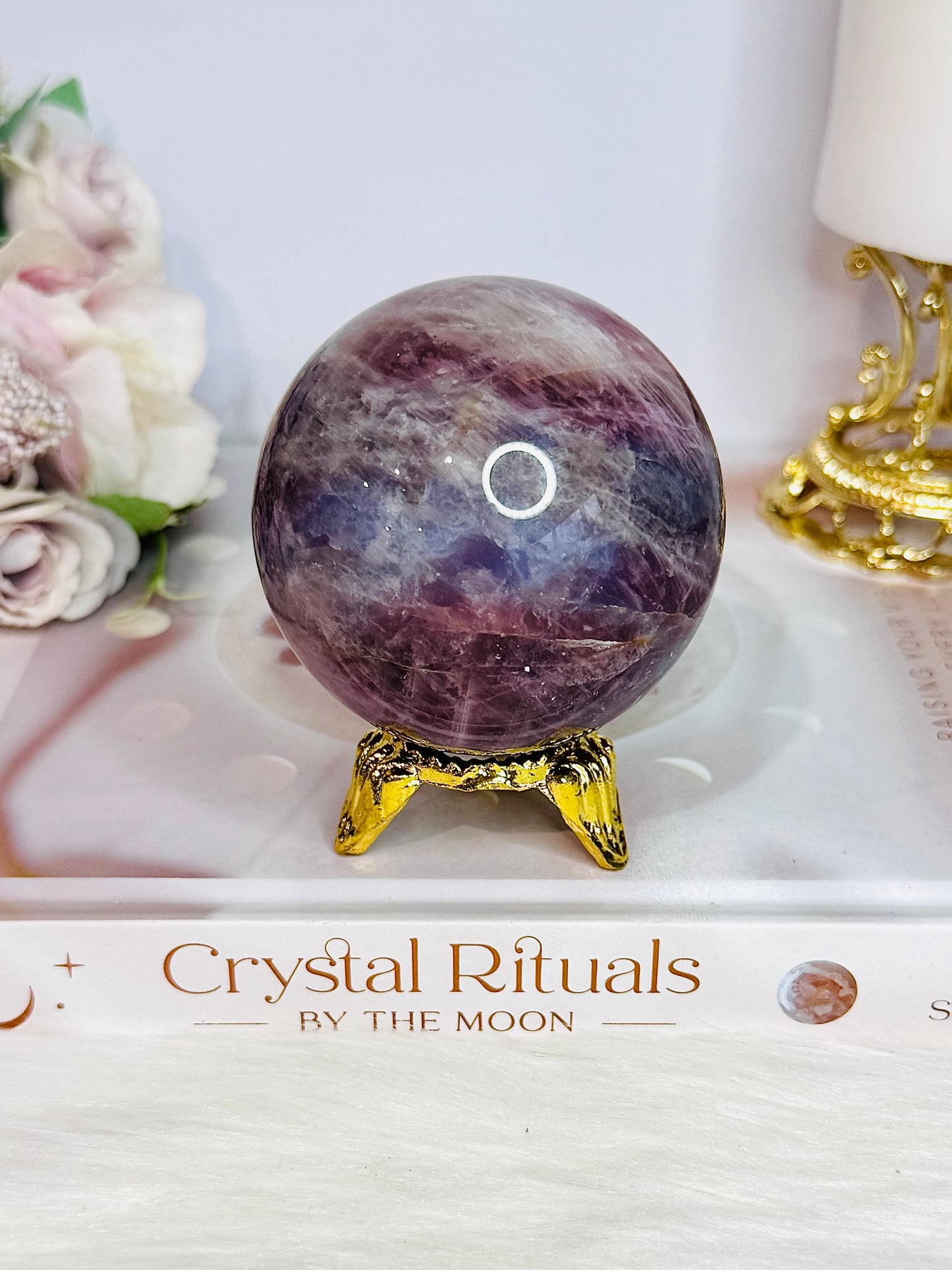 The Most Magical Large Lavender Star Rose Quartz Sphere with Flash On Stand 402grams