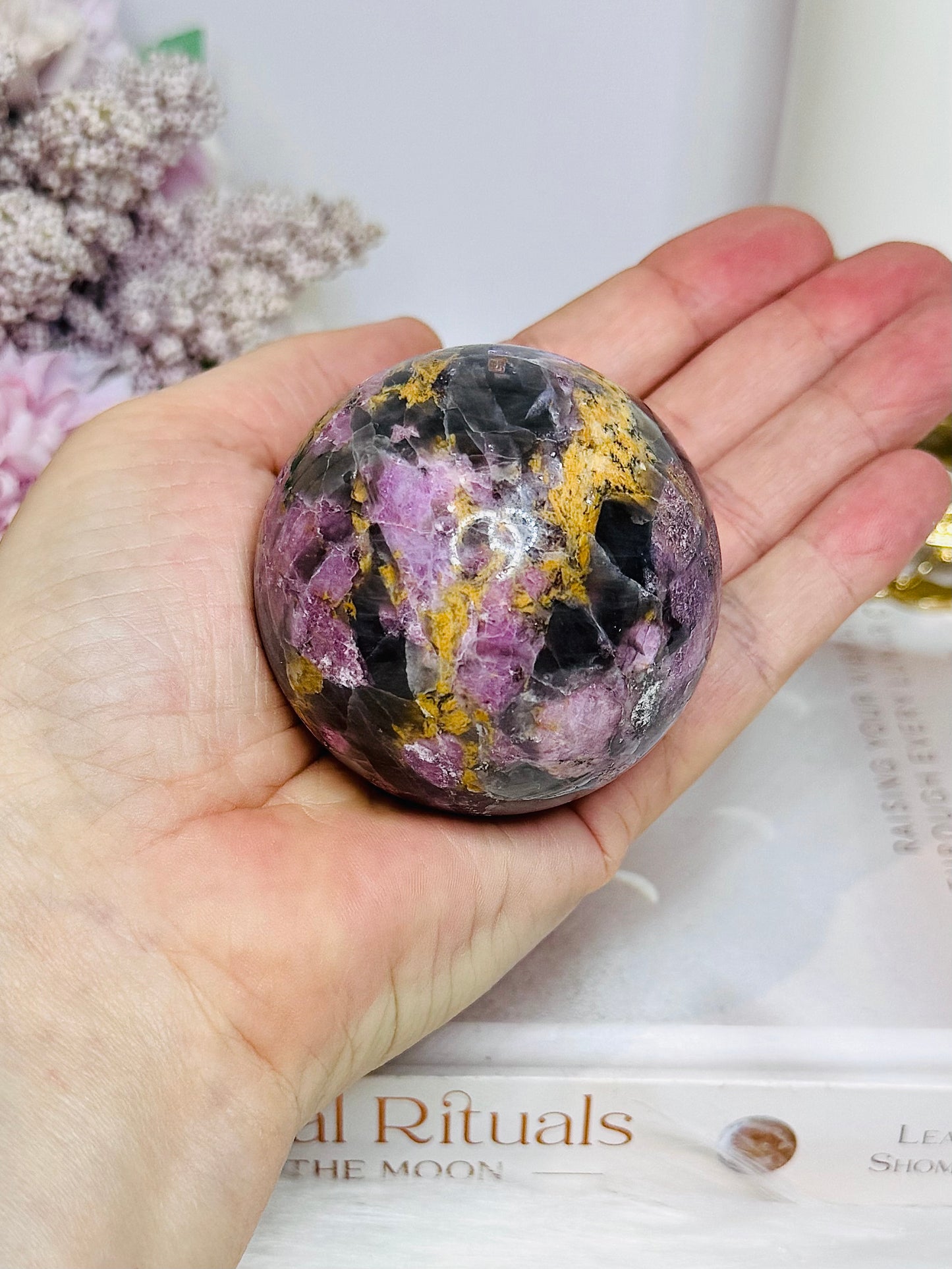High Grade Pink Tourmaline Sphere on Stand 260g