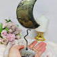 Large Pyrite Carved Moon on Stand 19cm