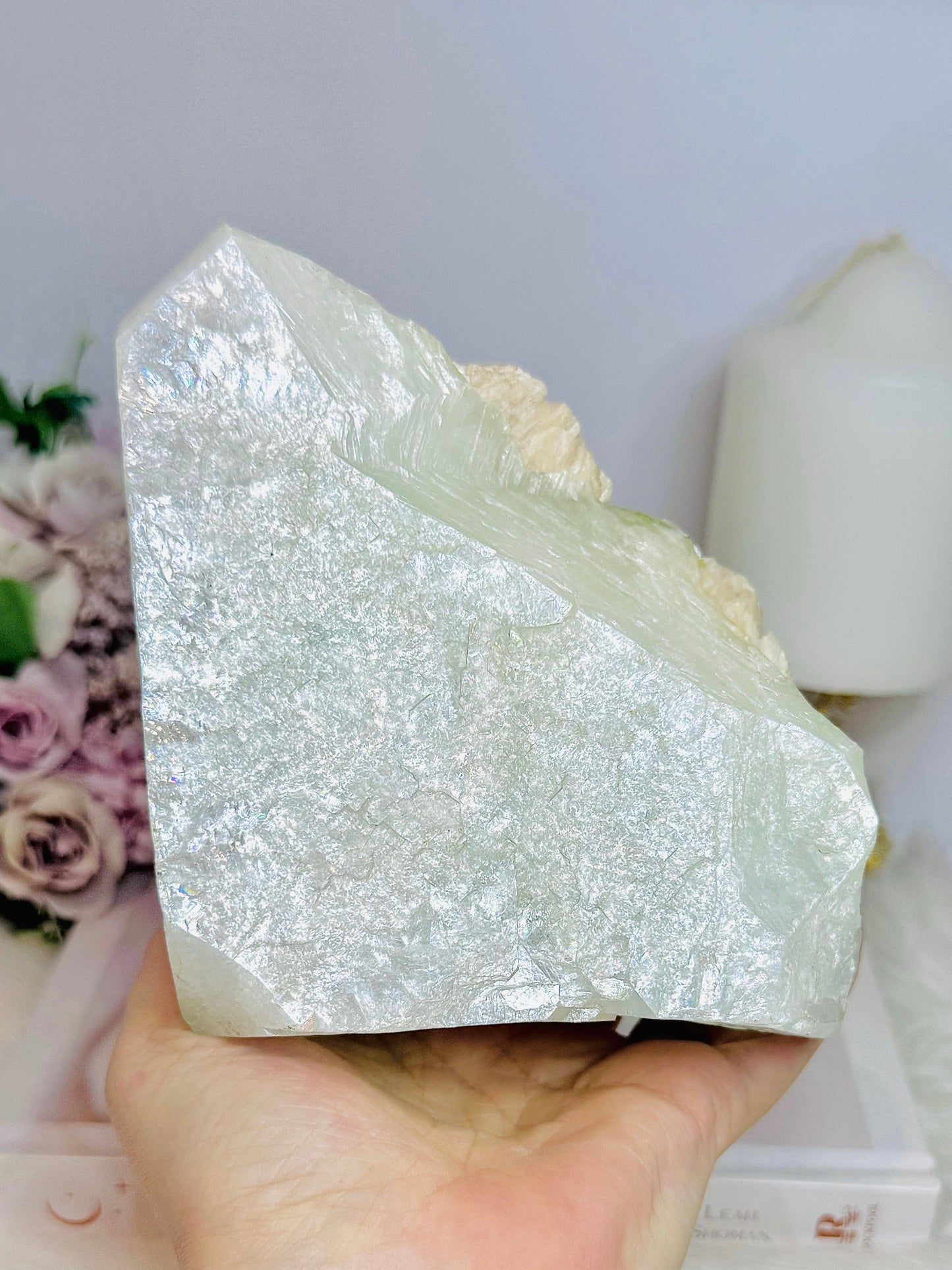 Large Pistachio Calcite Natural Specimen Freeform 11cm 1.15KG