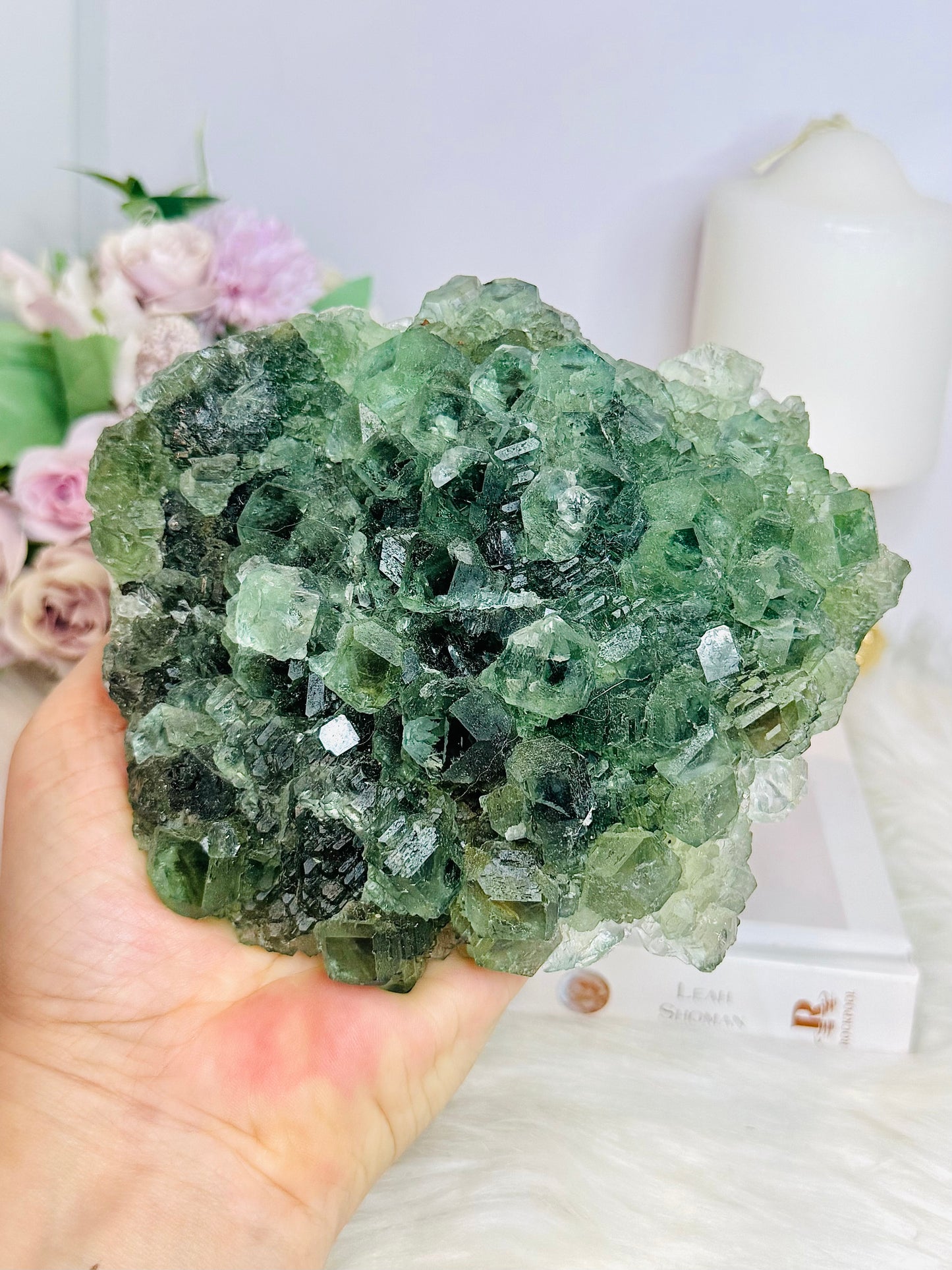 High Grade Green Cubed Fluorite Specimen 14cm 1KG