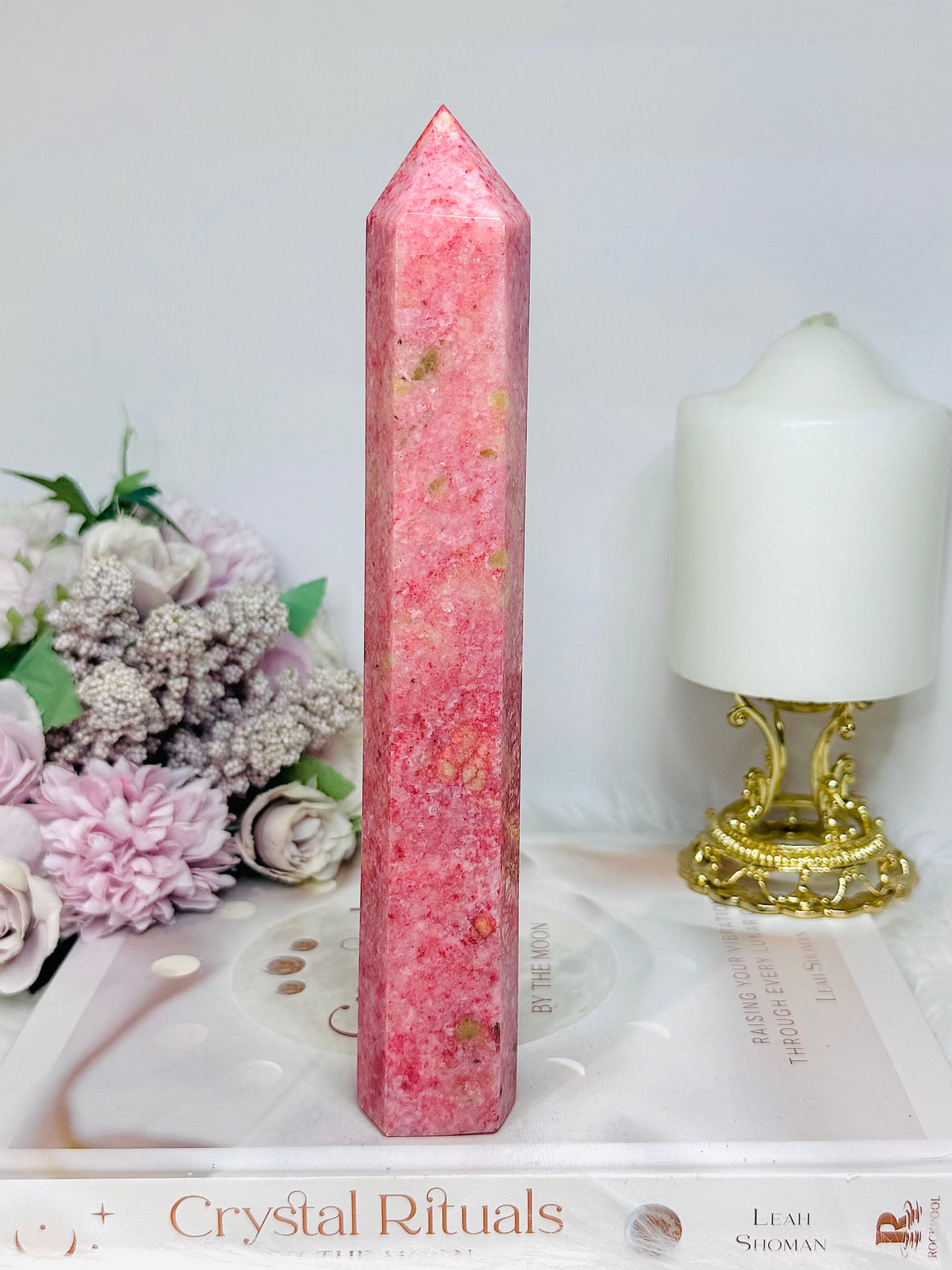 Rare Large Thulite Tower with Epidote Inclusions 20.5cm