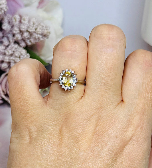 Adjustable Citrine Silver Ring In Gift Bag