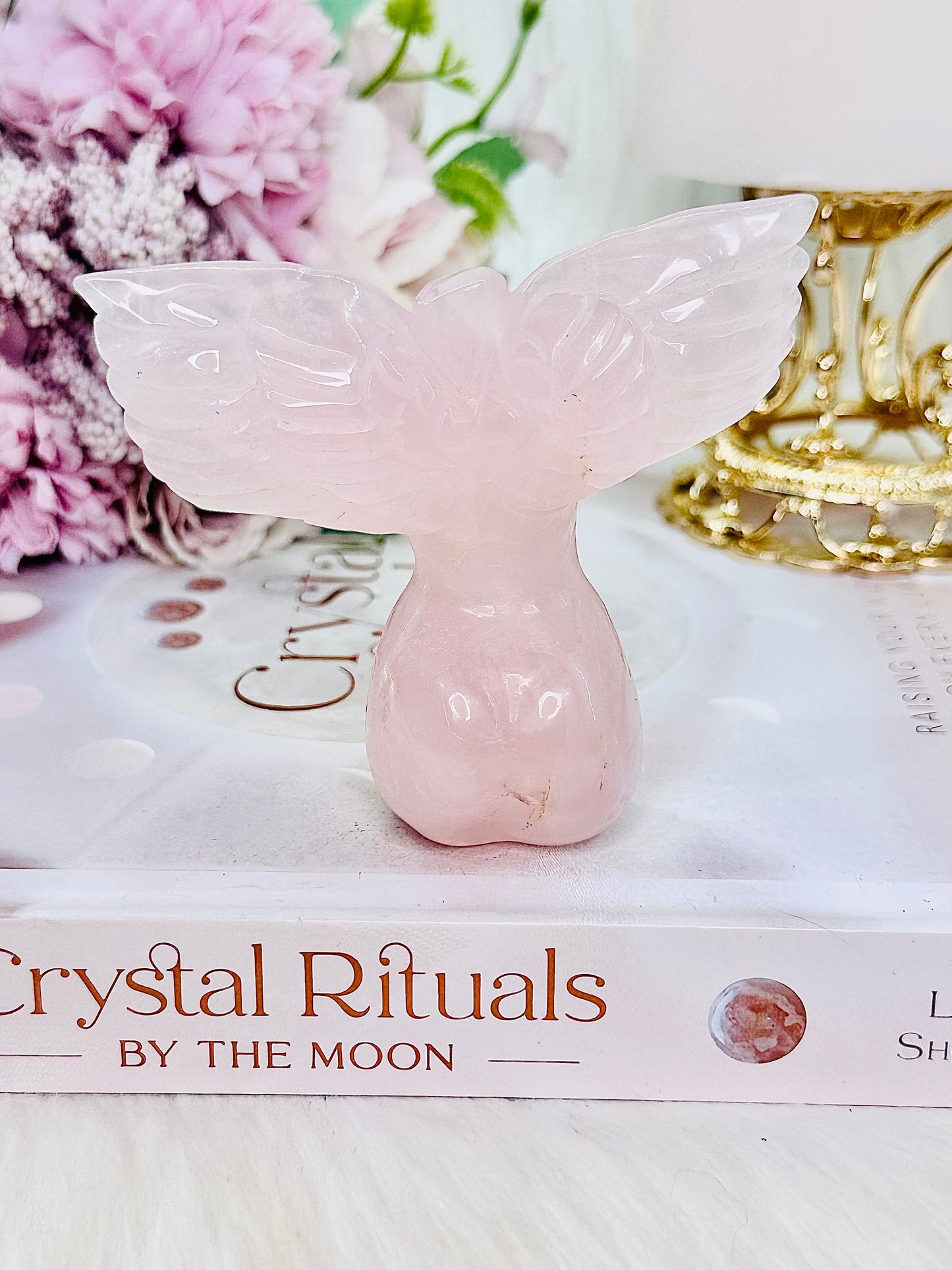 Gorgeous Rose Quartz Body Carving with Wings