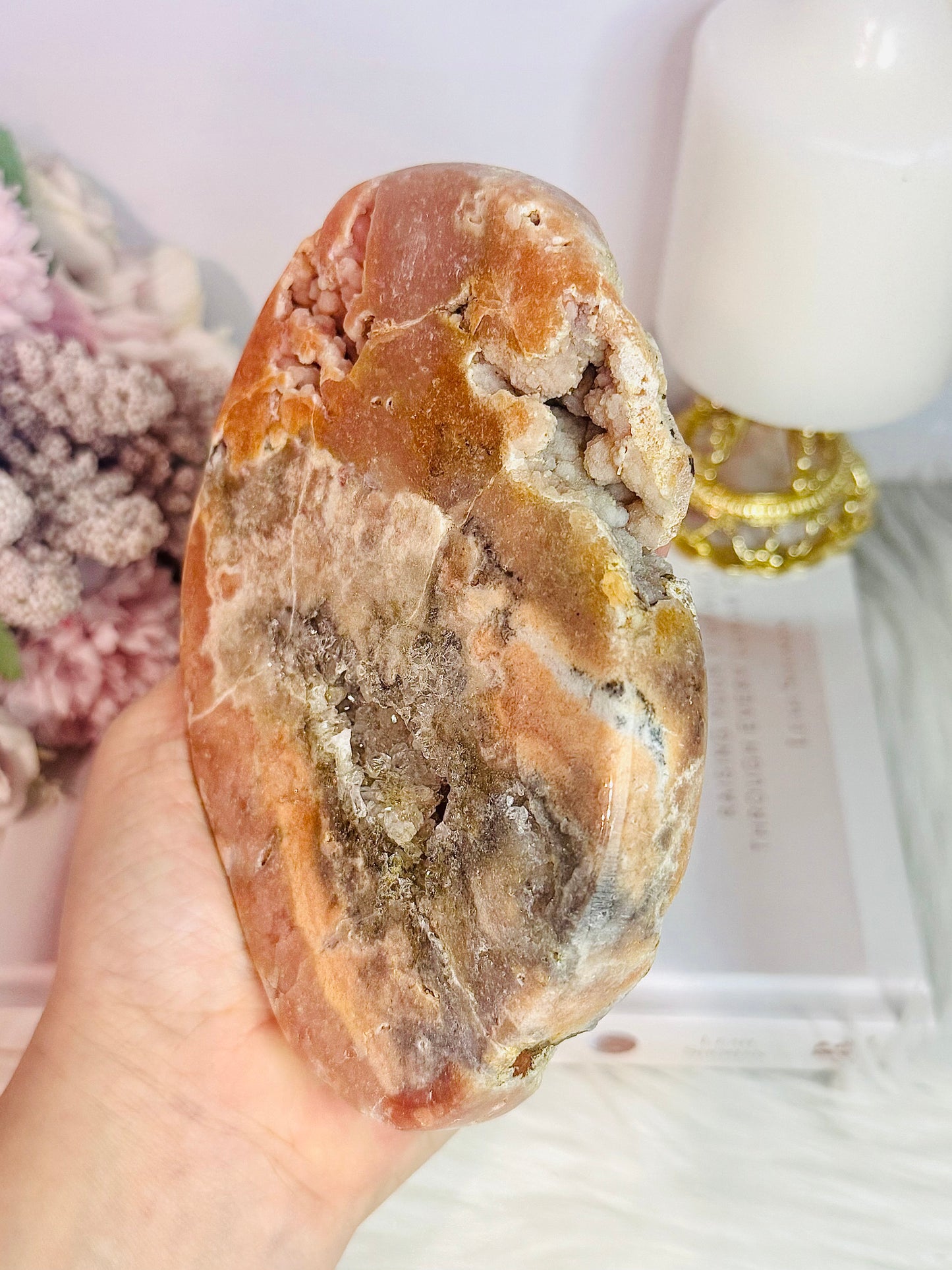 Gorgeous Large 572gram Druzy Pink Amethyst Thick Slab From Brazil