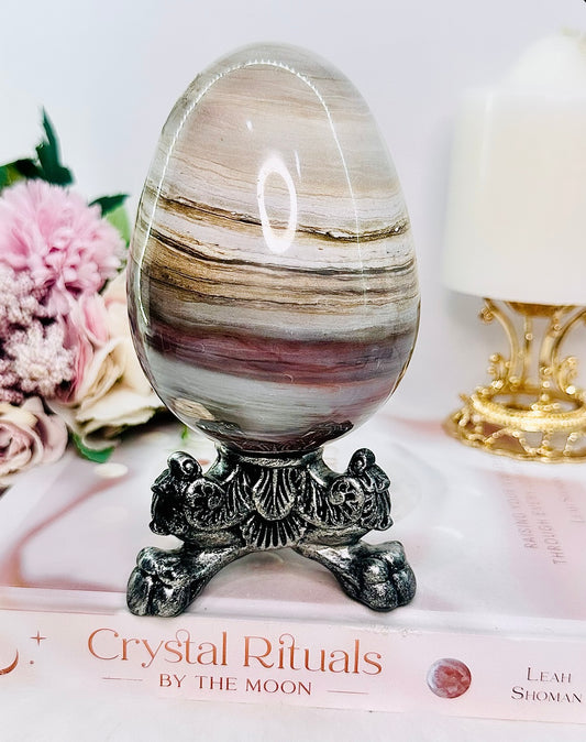 The Most Absolutely Gorgeous Large 791gram Jasper Carved Egg On Stand