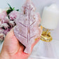 Pink Amethyst Druzy Carved Chunky Leaf From Brazil 15cm