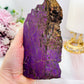 Incredible Rare Natural Velvet Purpurite Large Slab On Gold Stand 578grams