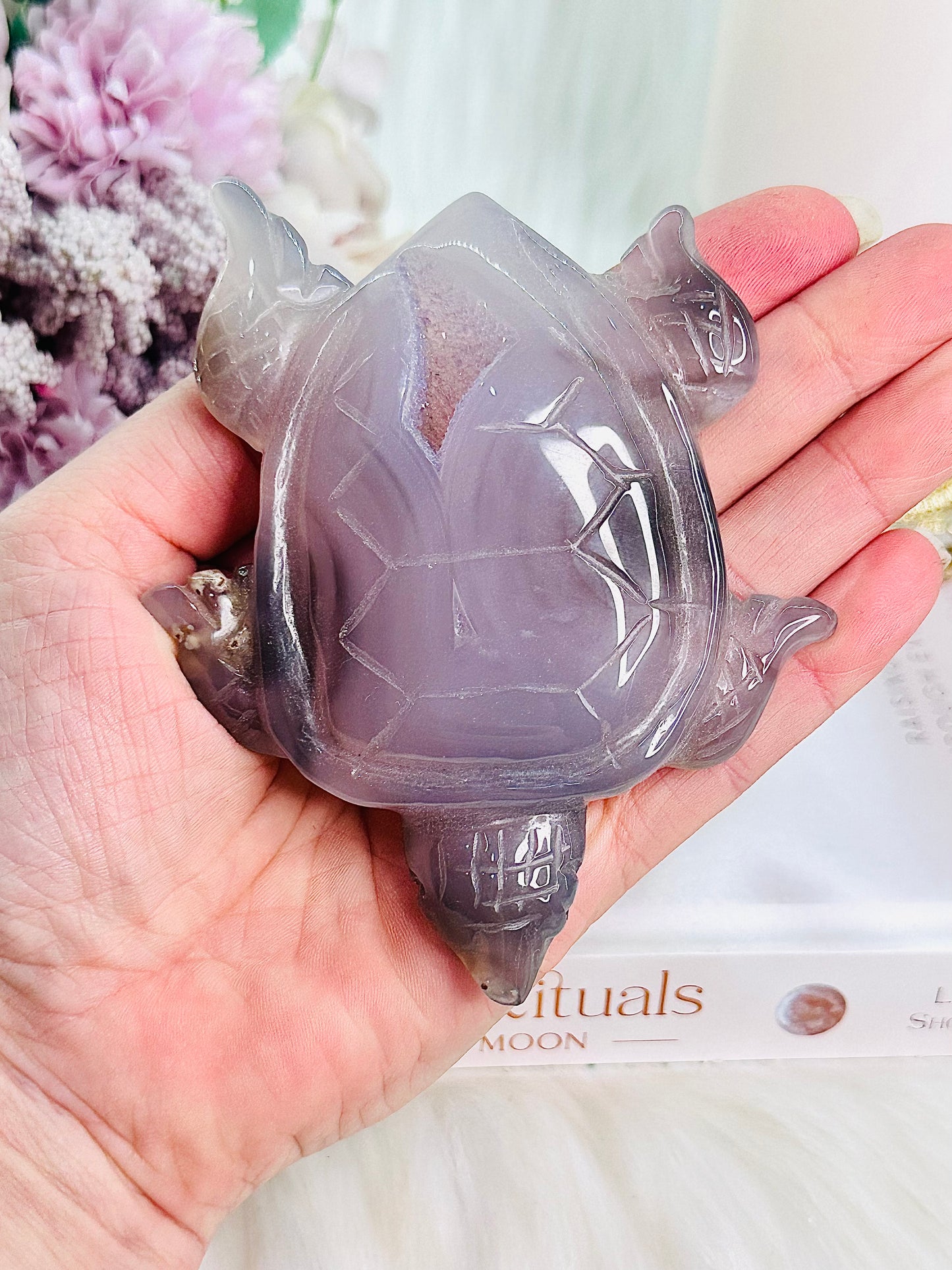 Beautifully Carved Druzy Agate Turtle